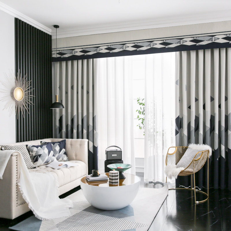 Seamlessly splice the modern Nordic Modern Morandi living room bedroom shades the new cotton linen geometry light luxury curtains in 2022
