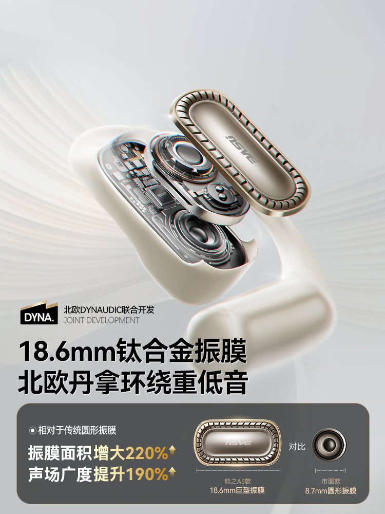 Nengzhi A5 Bluetooth Headset, Air Bone Conduction, Wireless, Open-Ear, Non-In-Ear, for Sports and Running, 2025 New Model