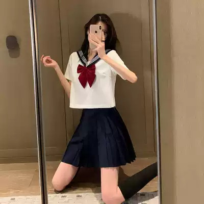 Summer short sleeve basic JK uniform skirt genuine Japanese students school uniform set full set of Orthodox two-piece female