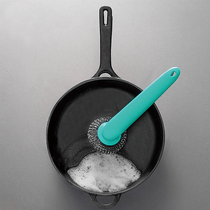 Forest lily pot brush Long handle steel ball pot brush cleaning ball steel wire washing pot brush