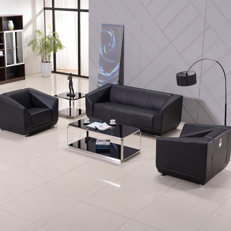 Office sofa three-seat sofa coffee table combination leather sofa business reception imitation leather office sofa