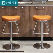 Stainless steel bar chair household light luxury bar chair lifting leather bar chair cashier counter modern simple rotating bar stool