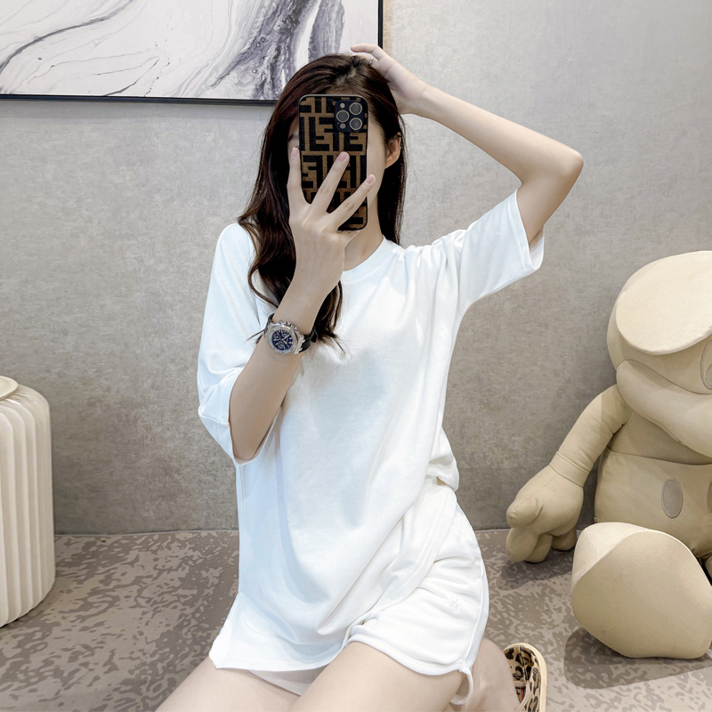 Pajamas for Women, Summer Pure Cotton Short-Sleeved Shorts Set, Home Clothes, White, Can Be Worn Outside, Casual Student Sports Two-Piece Set