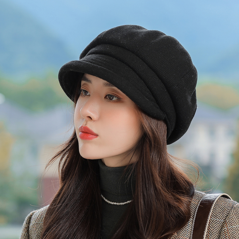 Classy key Japanese designer's joint section Explicit Face Small Beret Hat Lady Spring Autummy Hood Black Anise Hat