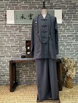 Qixin Monk Clothes Autumn and Winter Wool Brushed Short Gown Set Dark Gray Monk Clothes Warm and Cold Earthy Yellow 90388