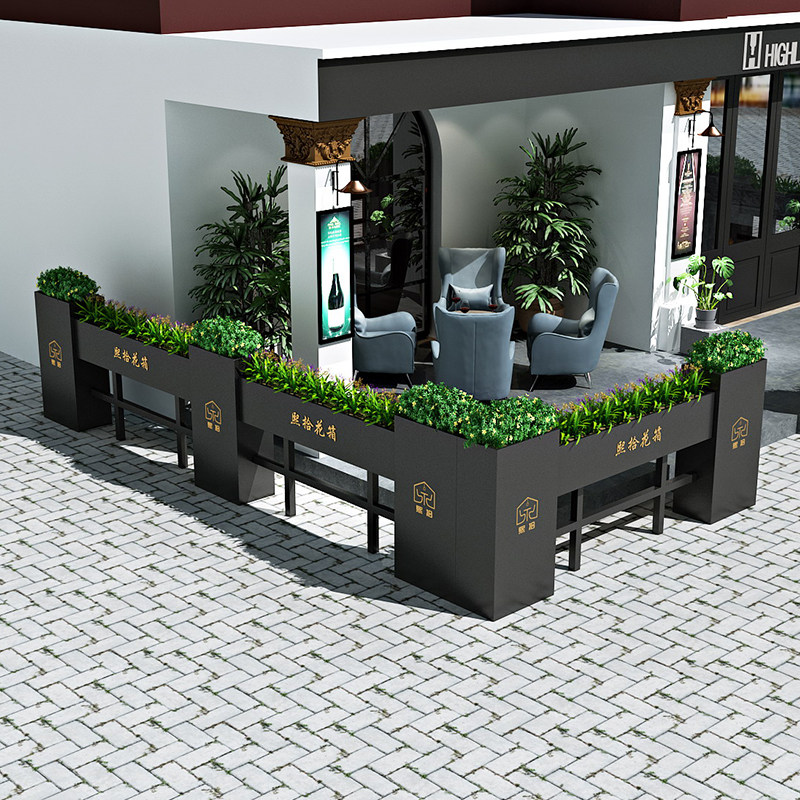Commercial street outdoor wrought iron flower box rectangular combination partition flower trough creative outside the green plant fence partition flower bed