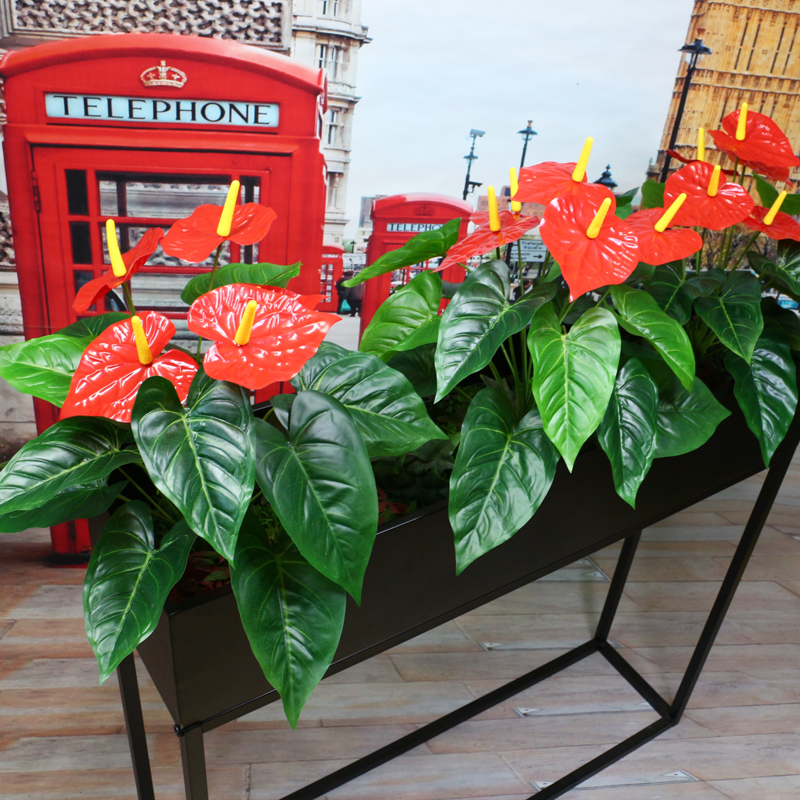 Simulation flower garden flower slot flower box outdoor fake flower package plastic flower green planted red palm turtle back leaf