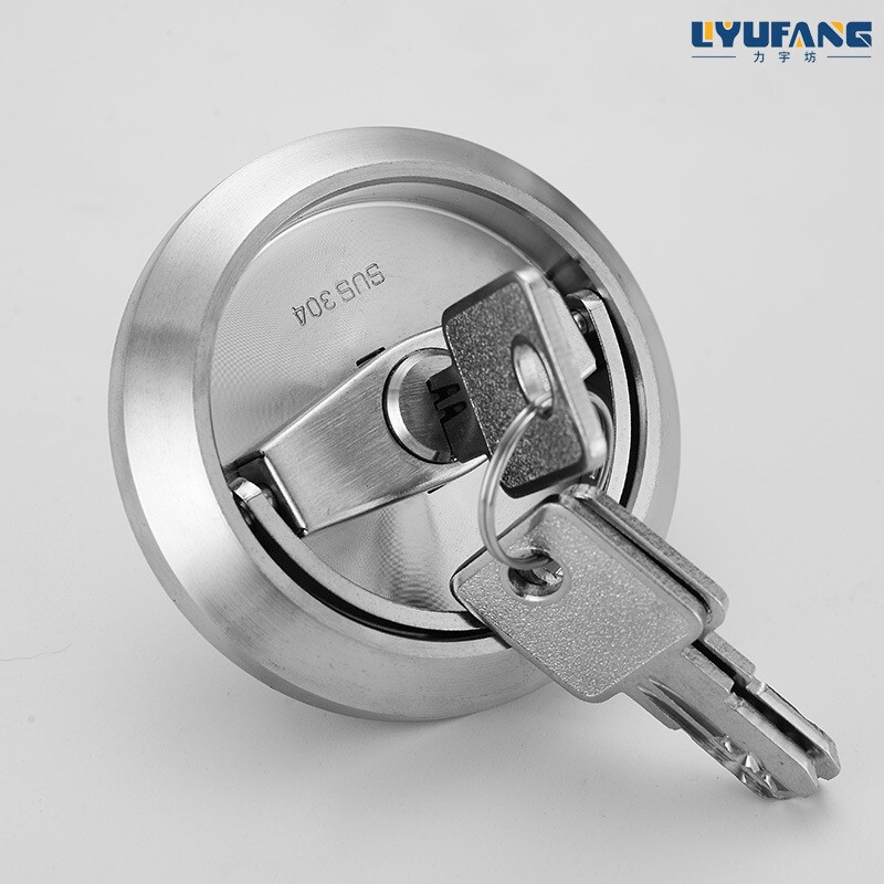Stainless Steel Invisible Door with Key Pull Ring Lock Single-Sided Double-Sided Bedroom Door Lock Round Handle