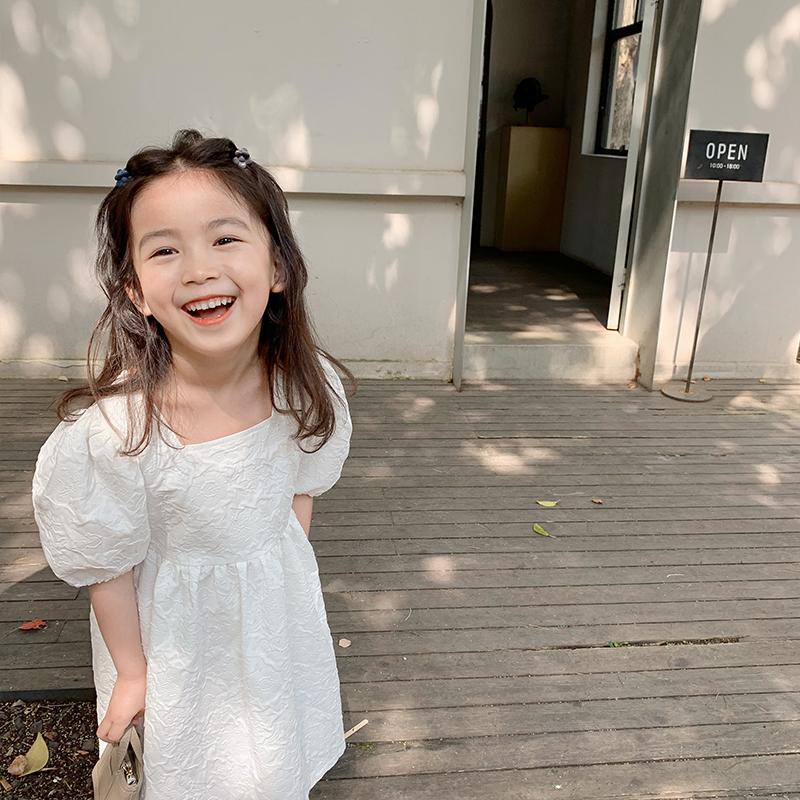 Chen Dazhu L's mother customized 2020 children's warehouse girl's temperament style French dress summer dress Korean style square collar for big children