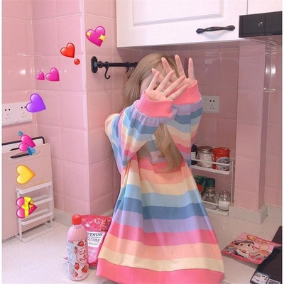 【秋季爆款】彩虹条纹卫衣