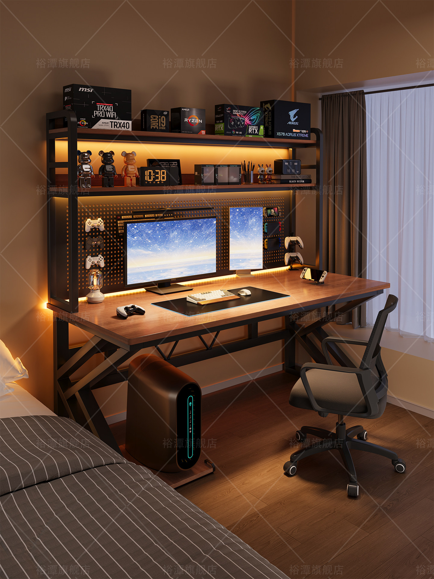 Computer desk storage cabinet integrated computer desk desktop home desk bookshelf storage hole board integrated small apartment study