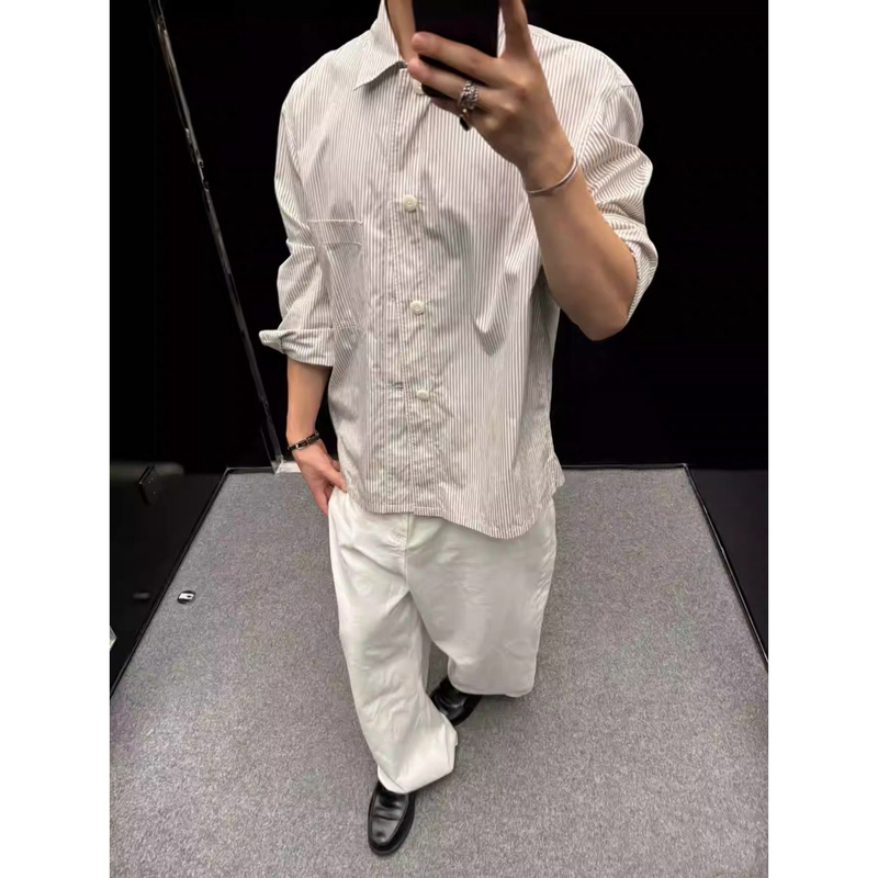 [Elegant Shirt] Lem-Style Striped Shirt, Old Money High-End Loose, Relaxed, Casual Long-Sleeve Shirt