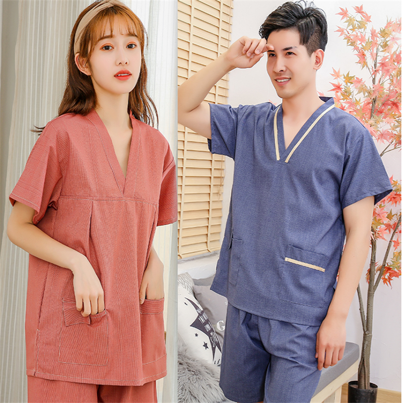 Sweat Transpiration Pure Cotton Sauna Bathing Suit for men and women Massage Foot therapy with large size and size Home Sleeping Suit Pants Set Tide