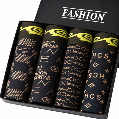 秋冬季男士内裤平角纯棉裆性感透气印花舒适四角裤平角裤男内裤