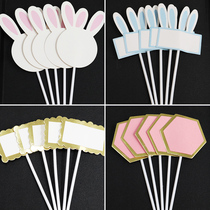 Cake baking decoration cute writing card rabbit ears blank can write card birthday message blessing card card
