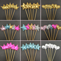 50 Tanabata cake decoration plug-ins for Valentines Day love five-pointed star crown flag flag reflective PU bright leather plug-in