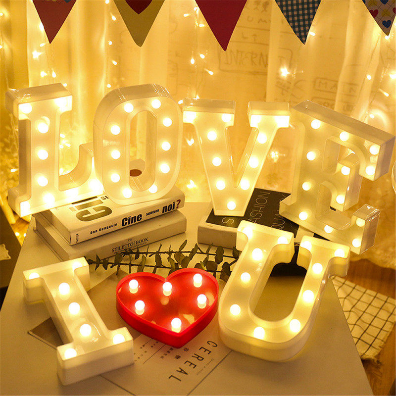 Alphabet 26 Letters Lights LED Light Up White Warm Decoration