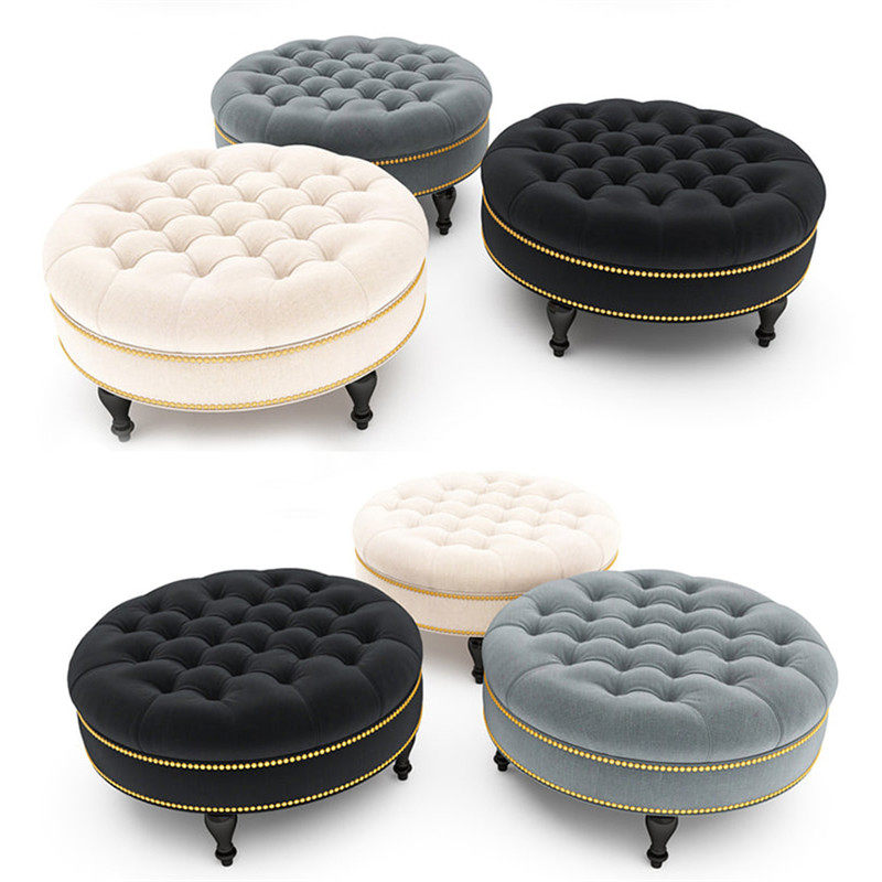 American round pull button creative shoe changing stool light luxury sofa stool coffee table stool foot cloakroom velvet cloth wearing shoe stool