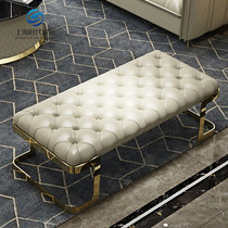 American modern light lavish bedroom leather art pull button bed tail stool cloakroom change of shoes stool living-room sofa pedaling long stool
