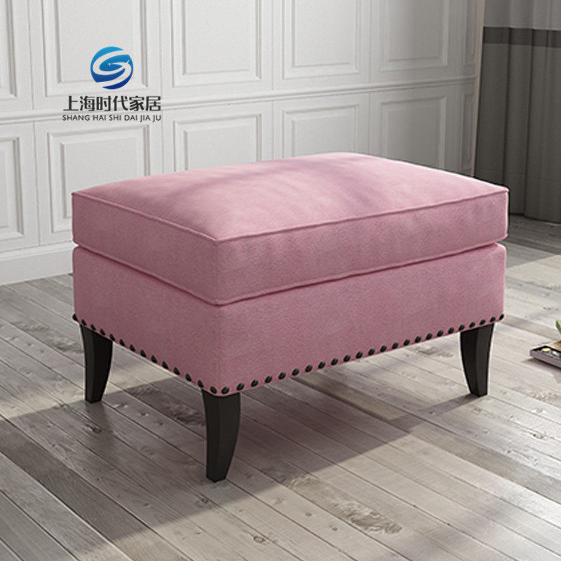 Nordic solid wood fabric sofa stool home shoe changing stool rectangular footrest shopping mall clothing store cloakroom footrest