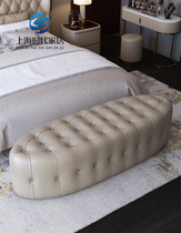 American light lavish genuine leather pull-buckle bed tailstool minimalist living-room casual couch stool pedalling modern cloakroom change of shoes stool