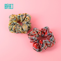 H-Plaid hair circle pig intestine Simple retro French ponytail rubber band head rope