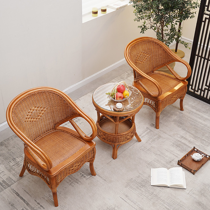 Rattan Chair Three-Piece Set Balcony Table and Chairs Japanese-Style Home Leisure Backrest Chair Leisure Backrest Manufacturer Direct Sale Stool Coffee Table Rattan Chair Three-Piece Set Balcony Table and Chairs Japanese-Style Home Leisure Backrest Chair Leisure Backrest Manufacturer Direct Sale Stool Coffee Table