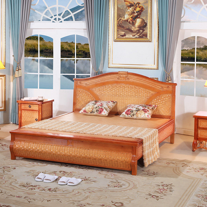 Southeast Asian furniture rattan big bed real rattan bed rattan bed rattan bed double bed single bed real rattan 1 8m bed