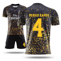 Applicable to Real Madrid Jersey Joint black gold commemorative version Azar No. 7 football suit suit adult sports uniform