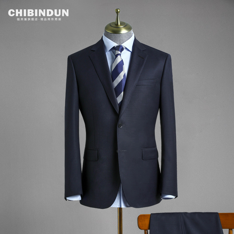 Half-Linen Lined Wool Suit for Men, Light Luxury, High-End Feel, Navy Blue Formal Wear, Business Casual, Groom Wedding Suit