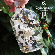 Nine moon floating flower eternal flower gift box glass bottle plant retro dried flower drift bottle Christmas Valentines Day gift