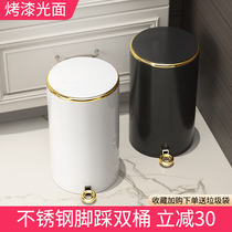 Light luxury trash can stainless steel with lid household large kitchen toilet high-end bathroom living room Nordic creative