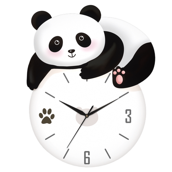 Panda Perpetual Calendar Decorative Silent Wall Clock No Punching