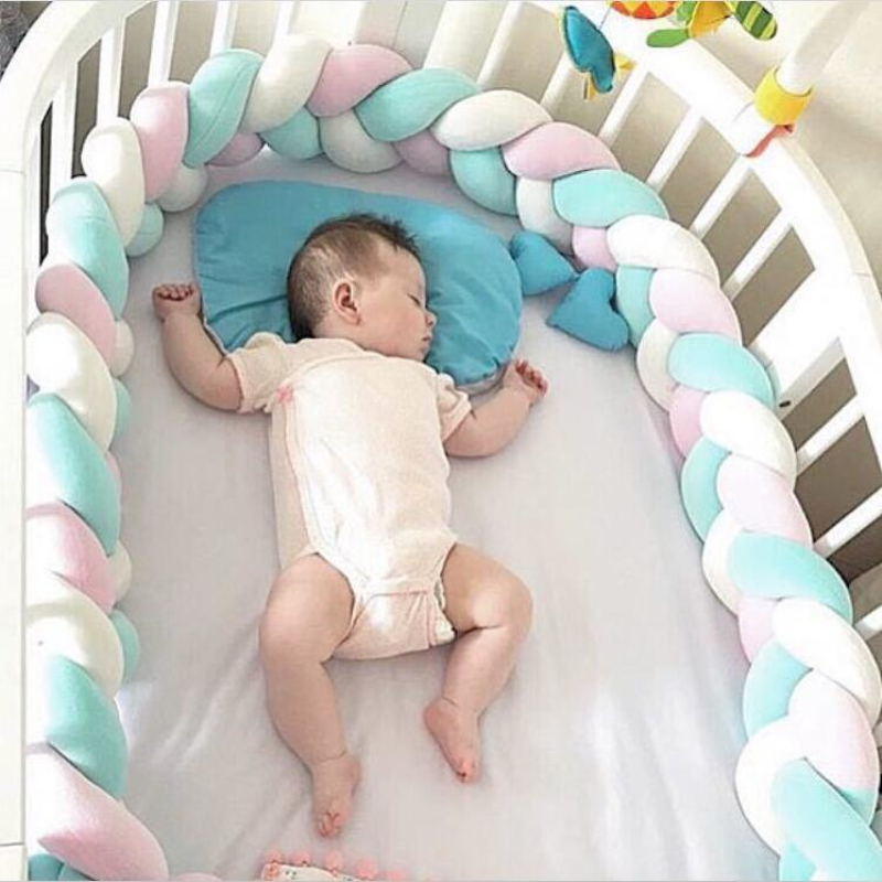 INS crib bed surround soft bag three-strand Danish braided braid long strip fence children's bed baby bumper strip
