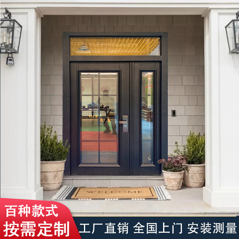 Custom glass door Villa Gate double door zinc alloy security door Rural entrance door Home Village entrance door