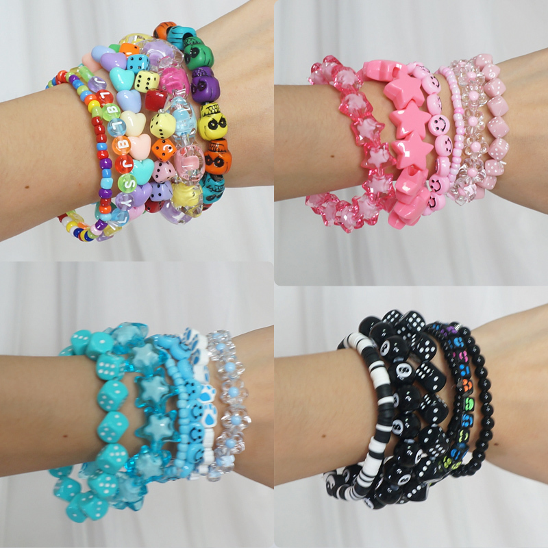Dopamine Accessories ins Y2K Candy-Colored Multi-Layered Star Heart Bracelet Harajuku Style for Women Dopamine Accessories ins Y2K Candy-Colored Multi-Layered Star Heart Bracelet Harajuku Style for Women