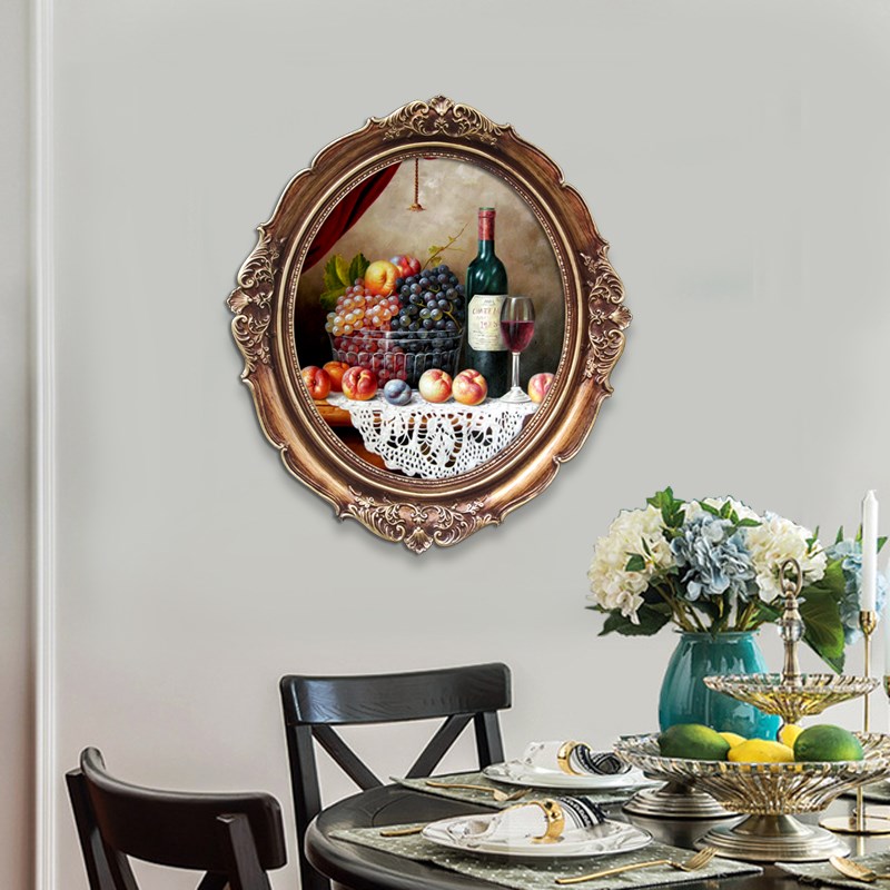 Classical European-style golden round frame French niche decorative painting Sissi Princess painting can change the picture SF