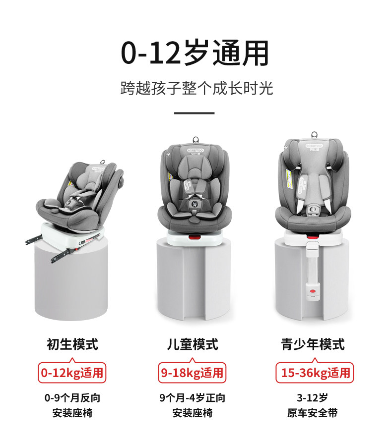 Детское автокресло 贝比途儿童安全座椅汽车用宝宝婴儿0-3-12岁车载360度旋转可坐躺