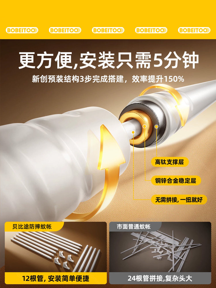 Babyto Anti-Fall Mosquito Net 2025 New Model for Home Bedroom Full-Cover Children's Baby Bed Protection Net with Full Bottom