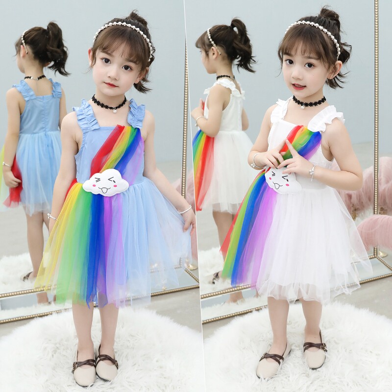 Girls Summer Adresses Ocean Dress Kindergarten 61 Performance Cute Dance Dresses Girl Children's Festival Out of Costume