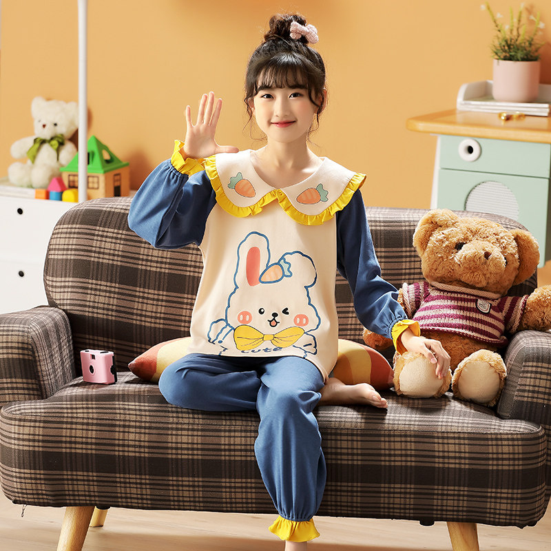 Girl Sleepwear Spring Autumn Pure Cotton Children Girl Thin models Long sleeves Child Cartoon Princess of the Child Princess Home Costume Girl