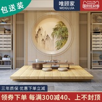 Tatami floor-to-floor solid wood log wind low bed Japanese bed study floor bed Wabby wind bed Nordic Net Red