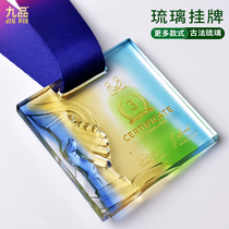  Medal customization Customized childrens glass listing production School Marathon games gold medal students award prizes