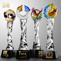  Ancient dewaxed glass custom high-end trophy souvenir Crystal prize honor award staff custom production