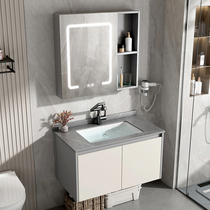 Balcony wall-mounted space aluminum washbasin cabinet combination bathroom washbasin small apartment ceramic integrated washbasin
