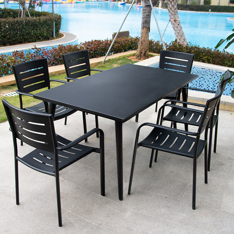 Simple Outdoor Tables and Chairs Garden Open-air Outdoor Balcony Garden Waterproof Outside Swing Leisure Dining Table and Chairs Combination Five-piece Set