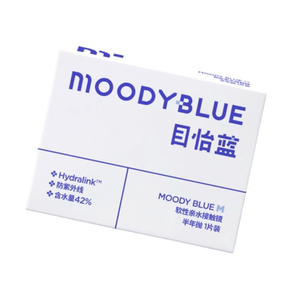 moody小蓝片隐形眼镜半年抛水凝胶舒适水润透明片1片装MOODYBLUE