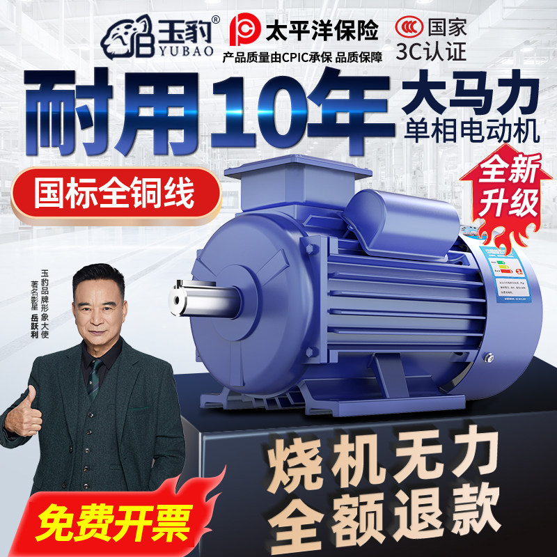 单相电机220V纯铜线小型两相0.75/1.1/1.5/2.2/3KW高速异步电动机