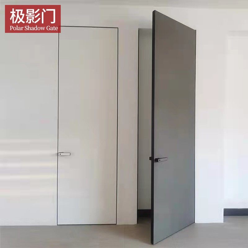 Outer flat inside open minimalist frameless door interior door invisible boundless aluminum wood door paint door bedroom narrow frame door through the top door