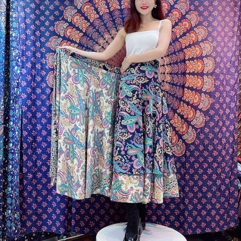 東南アジア風の万能スカート、女性用2024年夏新作、ファッショナブルでスリムな気質、年齢を感じさせないワンピースラップスカート